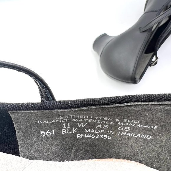 11W 11 WIDE Capezio #561 Jr Footlight‎ 1.5" Black Leather Tap Dance Shoes Heels - Picture 11 of 11